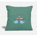 Whale And Lighthouse Cypress Green Pillow